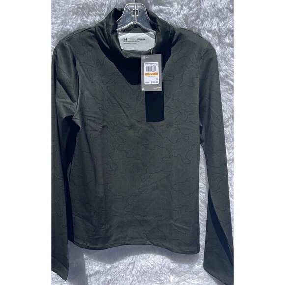 NWT Under Armour Womens Small Cold Weather Funnel Neck Shirt Green Long Sleeve - Picture 8 of 10